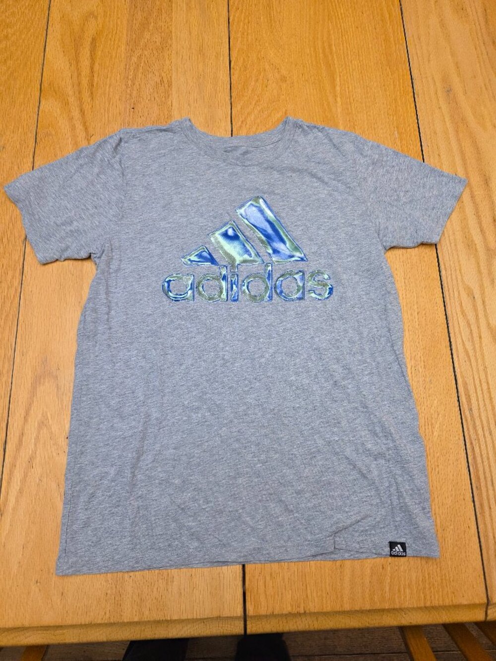 Adidas Youth Gray Logo T-Shirt Size Large